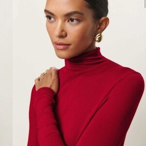 Reformation - Faith Merino Turtleneck - Lipstick - Medium